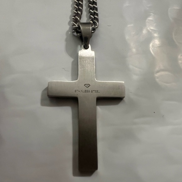 Stainless Steel Diamond Cross Necklace, excellent condition - Picture 4 of 6